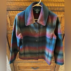Woolrich wool multicolor rainbow striped coat